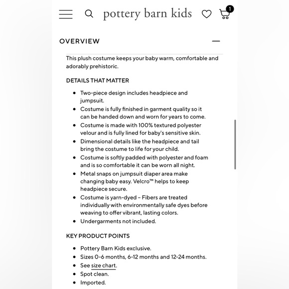 Pottery Barn Kids Dinosaur Halloween Costume - Picture 6 of 7